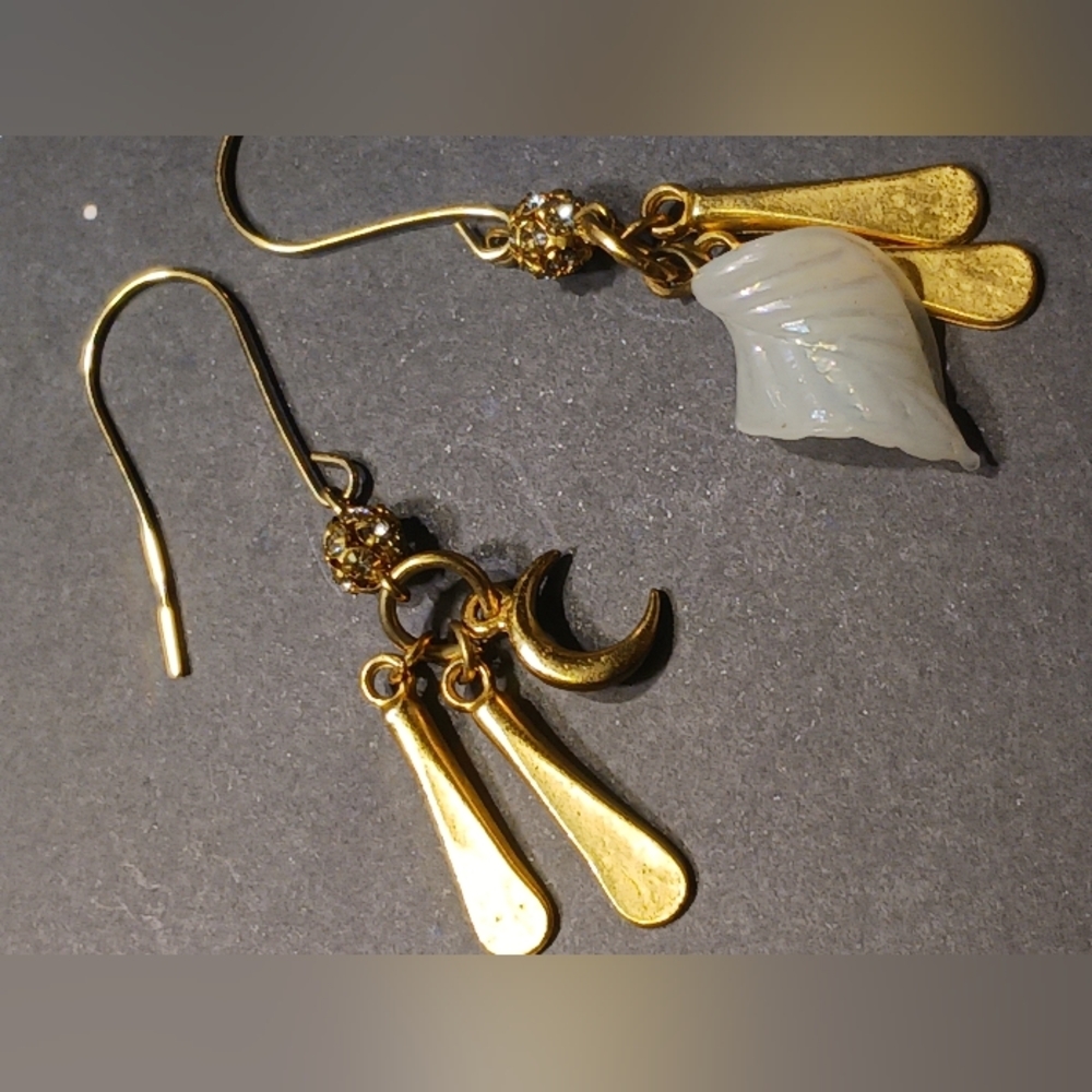 24k Gold Plated Moon Dangle Earrings